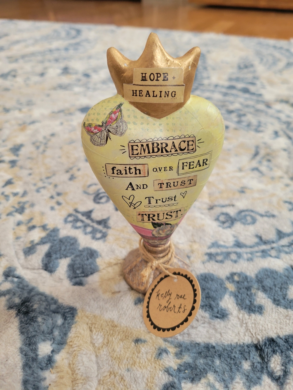 NWT Pink and Gold Decorative Figurine Accent Hope And Healing.